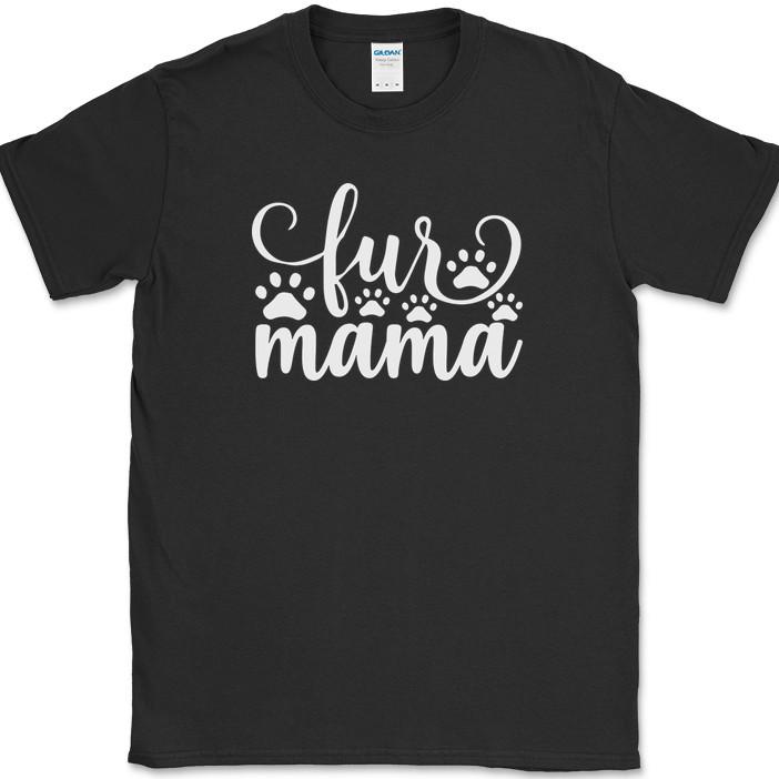 Fur Mama T-Shirt Funny Cat Kitten Animal Pet Humor Gift Novelty Text Tee L