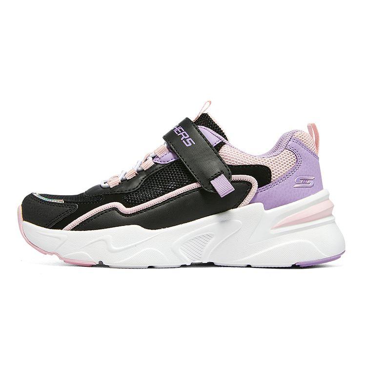 Skechers Low Top Slip Resistant Shock Absorbing Durable Casual Shoes Kids sneaker Black Pink 302543L-BKPK 27.5