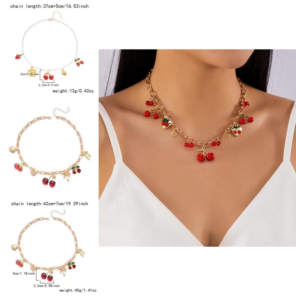 Strawberry Charm Alloy Hand Chain With Butterfly Bow For Girls Summer Fashion