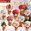 10Pcs Christmas Tree Decoration Christmas Wooden Hot Air Balloon Santa Claus 2D Flat Wooden Pendant Holiday Gift