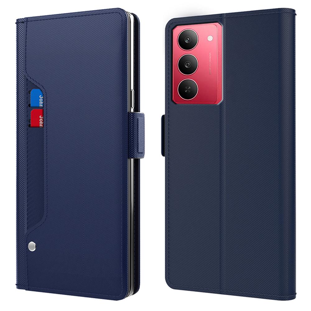 

For Realme 14x 5G/V60 Pro 5G Case Stand PU Leather Phone Cover Card Holder Mirror B