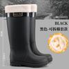 Extra High Rain Shoes Women's Water Shoes Fashion Wear Waterproof and Velvet Warm Adult Rainforest Hiking Non-slip Rubber Rain Boots