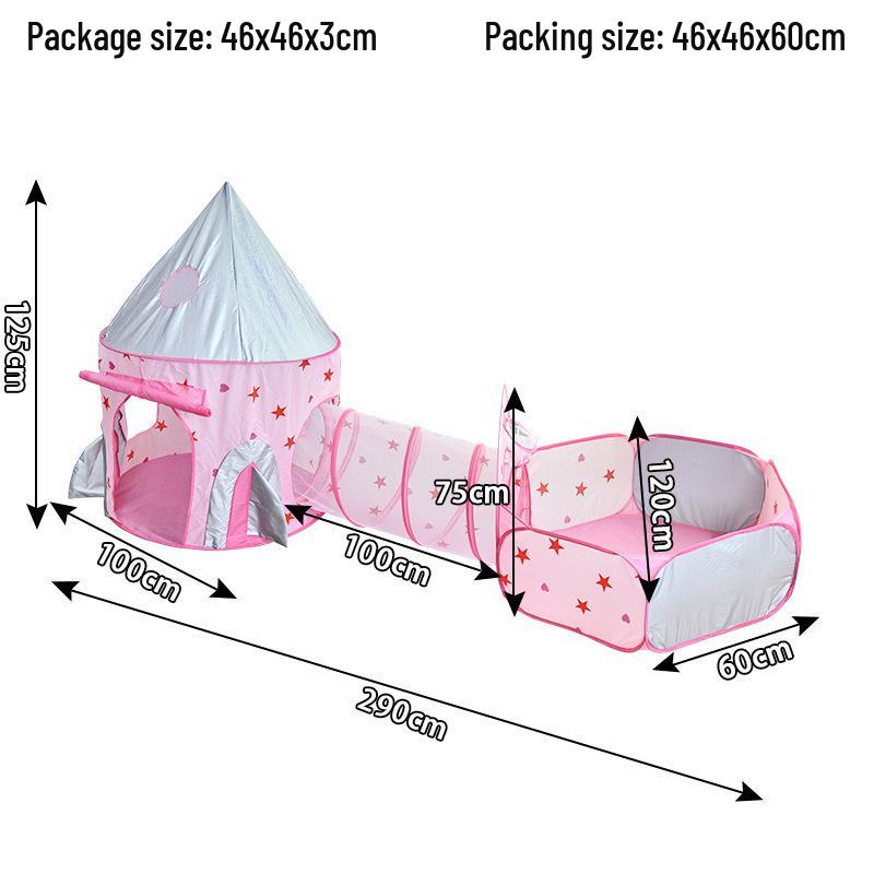 Extra Large 3-in-1 Kids' Tent with Crawl Tunnel and Basketball Pool (Indoor, Foldable)