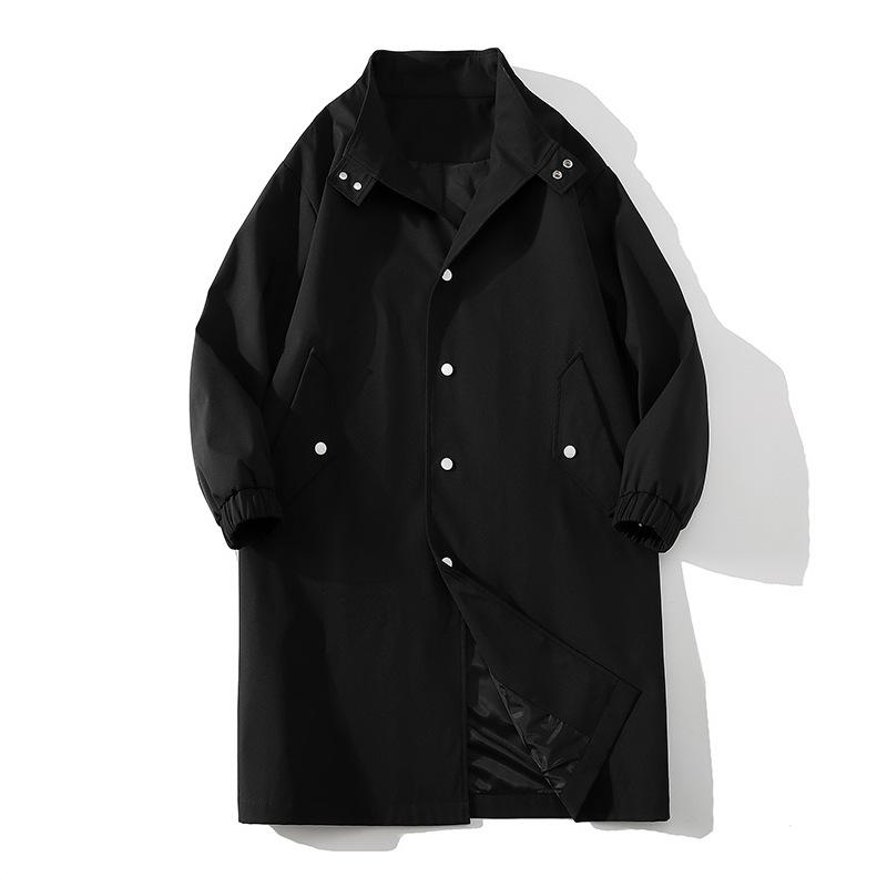 Spring and Autumn Windbreak Men's Mid To Long Coat Men's Jacket Solid Color Single Breasted Lapel Out Fashion Casual Men's Wear