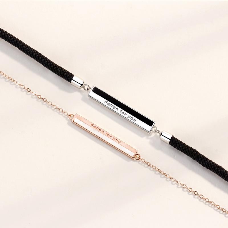 Niche Design Sense Falls In Love with You Couple Bracelet Simple Fashion Ins Style Letter Jewelry 520 Gifts