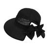 8484Summer hat girls' versatile bow-tied ponytail hole large eaves straw hat, outdoor outing sun hat