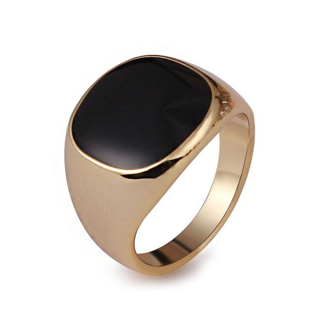 Ajojewel Size 7 12 Classic Gold Color Color Rhinestone Men Rings Black Enamel Male Finger Rings Best SellingClassic Finger Ring