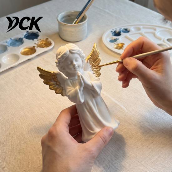 3D Printed PLA Art Praying Angel Figurine, White Statue, DIY Paintable Holy Figurine Cherub Sculpture, Christmas Tabletop Home Office Decor, Religious