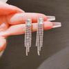 952 Silver Needle Zirconia Long Tassel Stud Earrings - Elegant and Sophisticated Women's Accessories