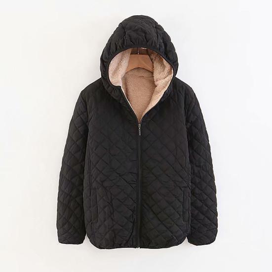 Cappotto da Donna Monocolore con Cappuccio Peluche Ispessito Giacca Invernale per il Lavoro