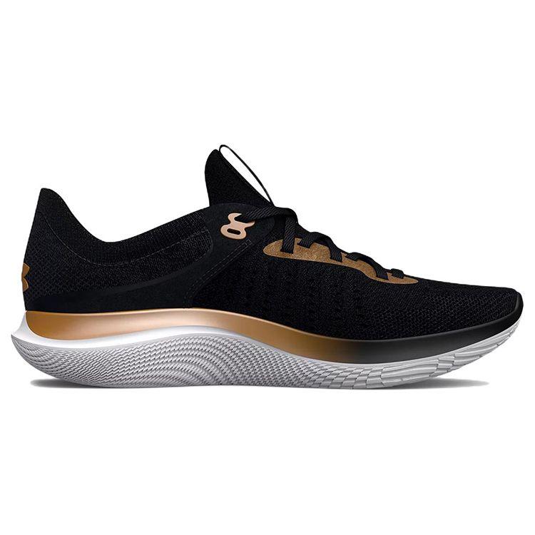 Under Armour Flowsynchronicity Mt Comfortable Fashion Fabric Low Top Casual Running Shoes Women Sneaker Black Gold 3026750-001