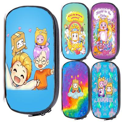 Lankybox School Pencil Case for Girls Stationery Boxy And Foxy Robot Pencilcase Organizer Korean Zipper Pen Box Cute Large Capacity Bag