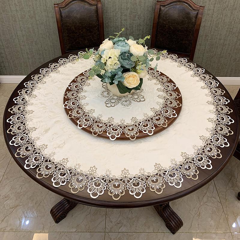 British Modern Fabric Lace Trim Banquet Party Big Tablecloth Bedroom Balcony Space-saving Round Table Cloth Tapete Christmas Decoration