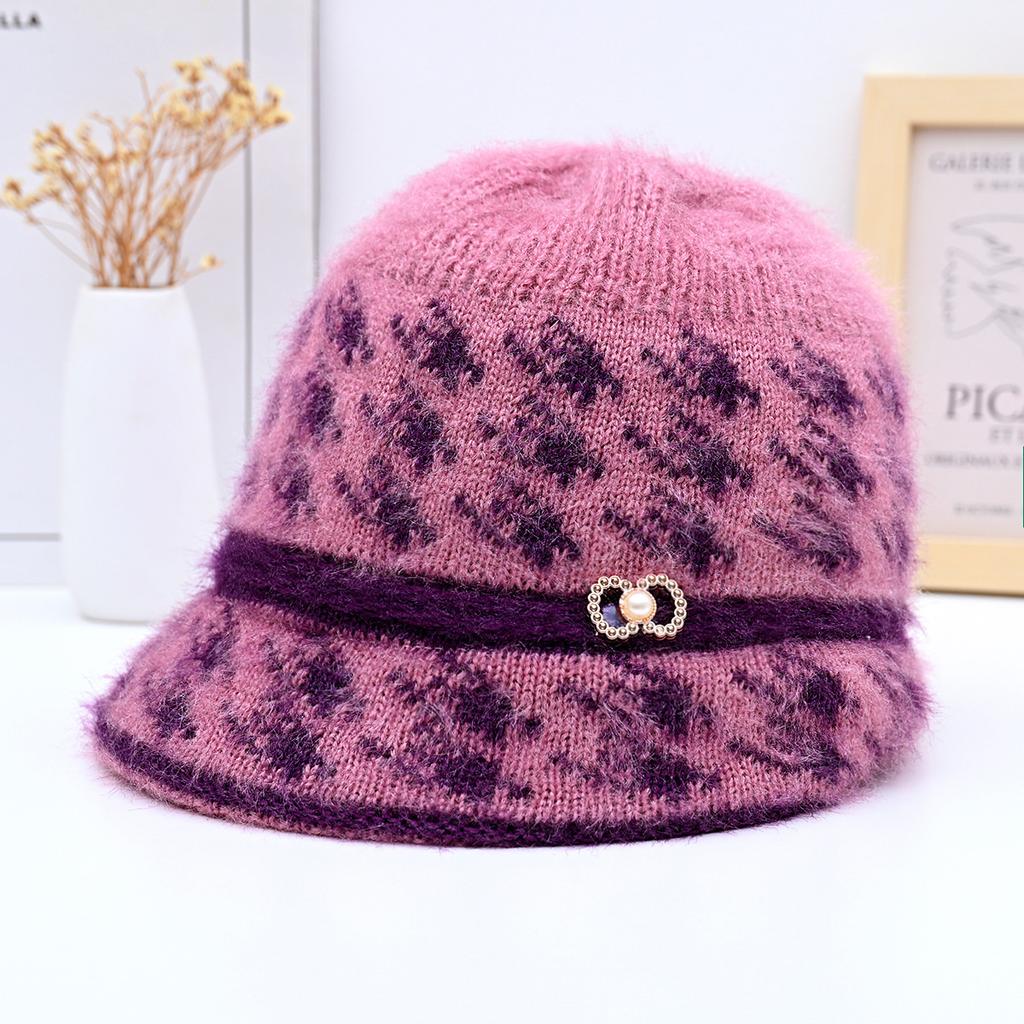 New Style Mom Hat for Women Winter Imitation Mink Fur Hat  Fashionable Leather Warm Hat  Middle Aged and Elderly Fur Tomb Cap Trend
