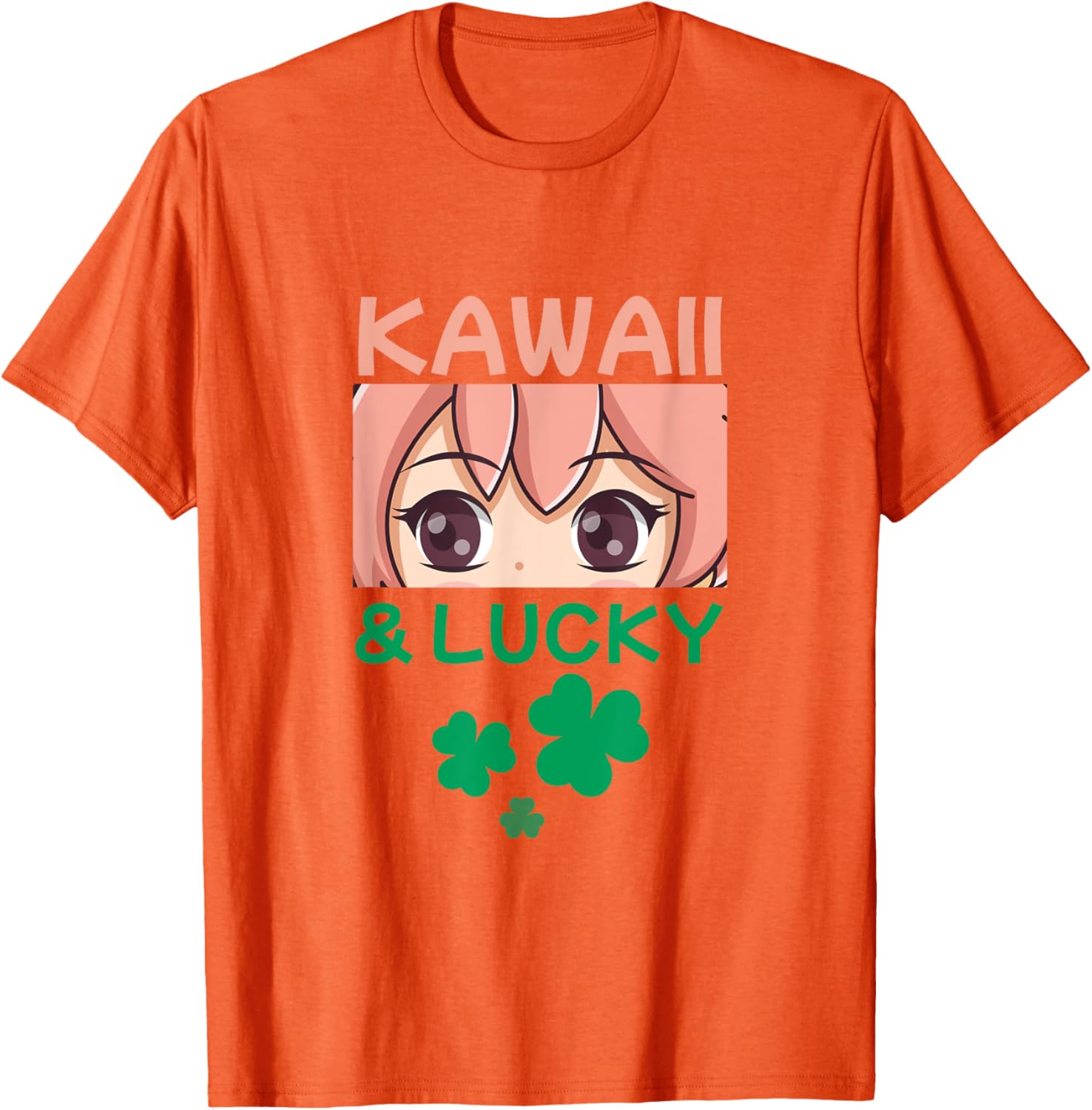 

Kawaii Lucky Anime Clover St Patrick Day Graphic Tee Soft Breathable Cotton T-Shirt 4XL