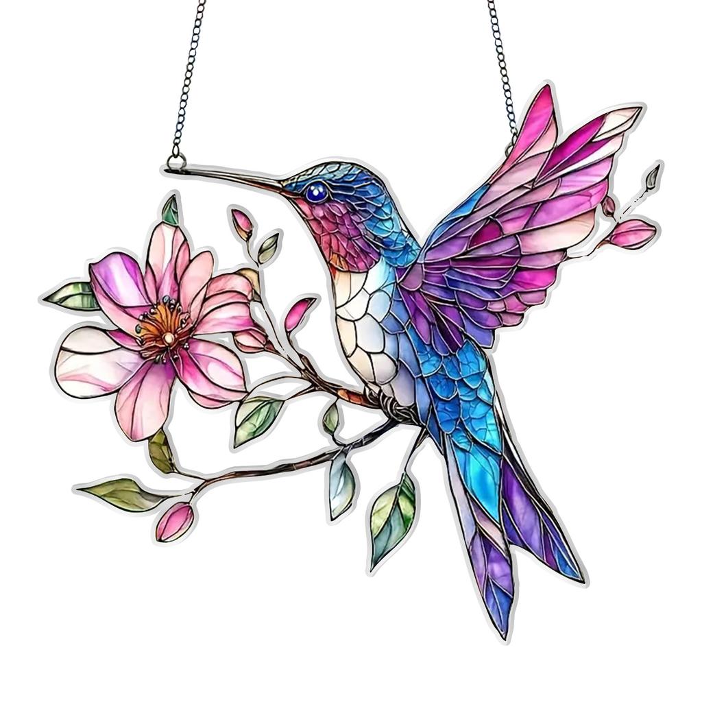 Crystal Sky Stained Art Ornament, Crystal Inspired Acrylic Bird Hanging Decoration, Diamond Art Bird Window Hanging, For Gardens Indoor Window
