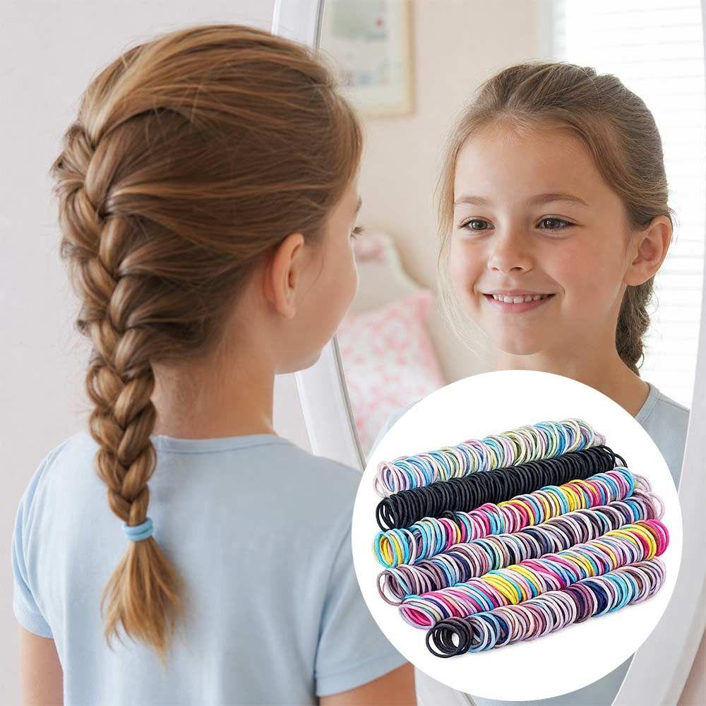 500pcs Polyester Hair Bands Candy Color Rubber Hair Bands Cute Elastic Hair Bands Girls Kids