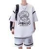 Cartoon Plus Size Boys' Summer Sports Set - Waffle Shorts & Short Sleeve Two-Piece