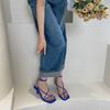 fashion Fashion Women Sandals Narrow Band Black White Blue Color Summer Dress Stiletto Thin High Heels Ankle Strap Party Pumps Size 40