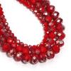 1 Strand 4/6/8mm Rondelle Faceted Crystal Beads Red AB Glass Loose Beads For Jewelry Making DIY Necklace Bracelets Accessories