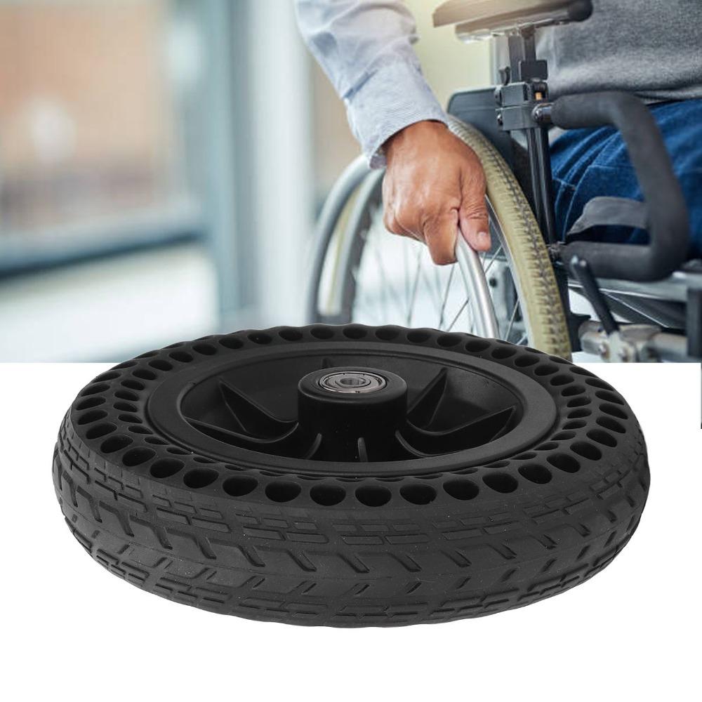 2pcs TPE Rubber Wheelchair Front Casters Anti Slip Solid Rubber Wheels Electric Wheelchair