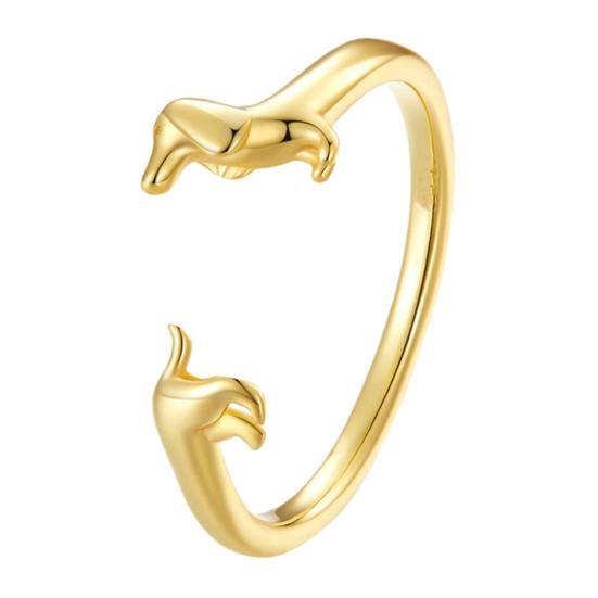 Bague Ouvrante Design Chien Teckel Bague de Doigt Réglable Bague de Taille Flexible Bijoux Accessoire Polyvalent