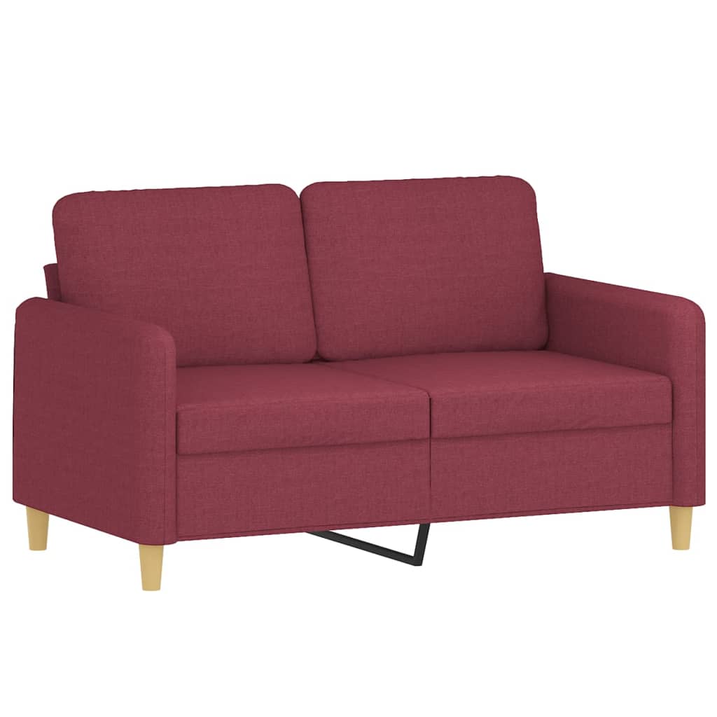 3 Piece Sofa Set with Cushions Wine Red Fabric