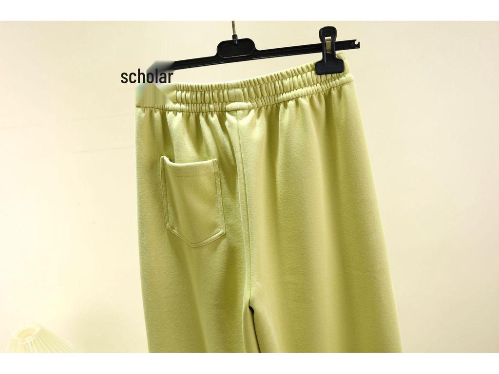 Spring Cotton Colorblock High Waist Casual Banana Pants - Plus Size, Slimming, Versatile Straight Leg with Pockets