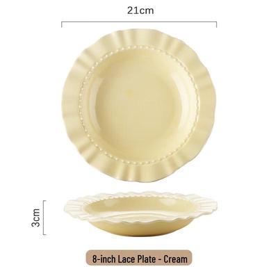 LISMins Cream Style Polka Dot Ceramic Pasta Plate