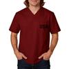 Men's Short Sleeve V-Neck Pocket T-Shirt with Labor Day Print, Uniform Top