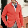Men's Casual Long Sleeve Knitted Cardigan - Solid Color Outerwear