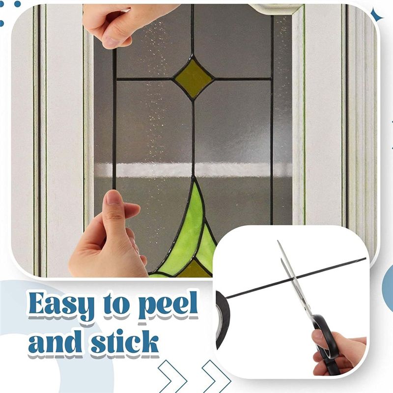 A84E-Negro PET Vidrio de Colores Líneas de Plomo Tiras de Plomo para Vidrio de Color 3 mm 216 pies Para Superficies de Pintura sobre Vidrio Ventana de Galería