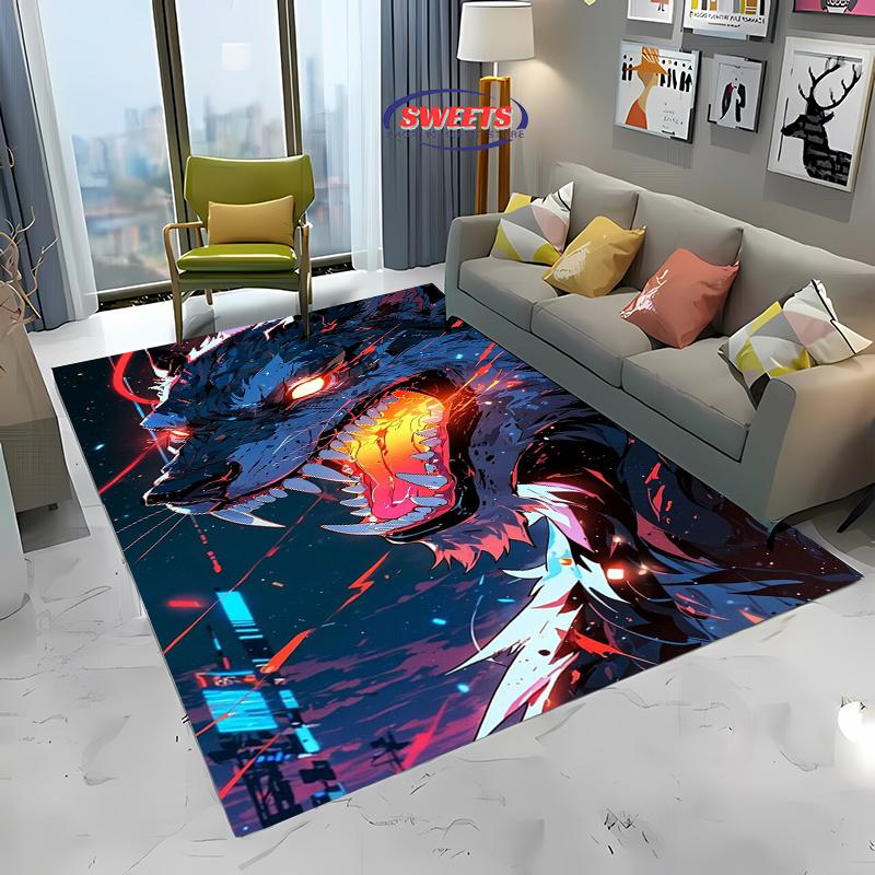 3D HD Printing Brave Wolf Carpet for Living Room Bedroom Hallway Long Strip, Anti-slip Soft Area Rug Sofa Doormat Home Decor Mat