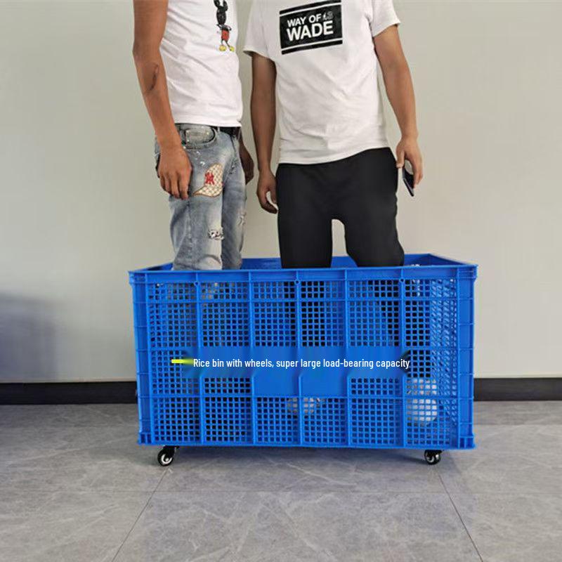 Extra-Thick Wheeled Clothing Storage Crate – Large Rectangular Turnover Box Crate 68-48-41 cm