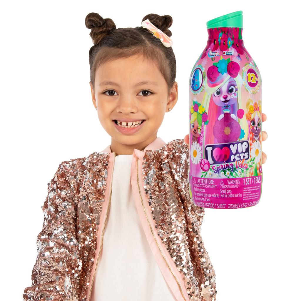 VIP Pets - Spring Vibes Series - Includes 1 VIP Pet Doll, 9 Surprises, and 6 Hairstyling Accessories | Girls and Kids Ages 3+