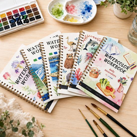 Portable Coloring Book for Travel Watercolor Book, Clean And Bright Patterns Design, Thick Nature Animal Landmark Theme Paper Multi-theme Paint