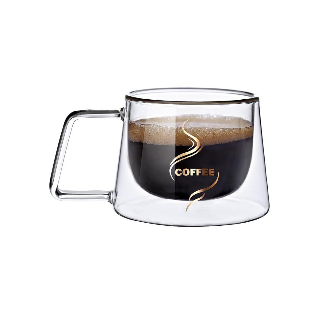 Mingshangde Transparent Double-Layer Insulated Glass Coffee Cup