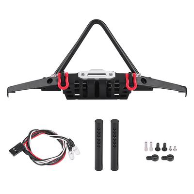 RC Crawler Steel Front Bumper with LED Lights for Axial SCX10 90046 Remote Control Car