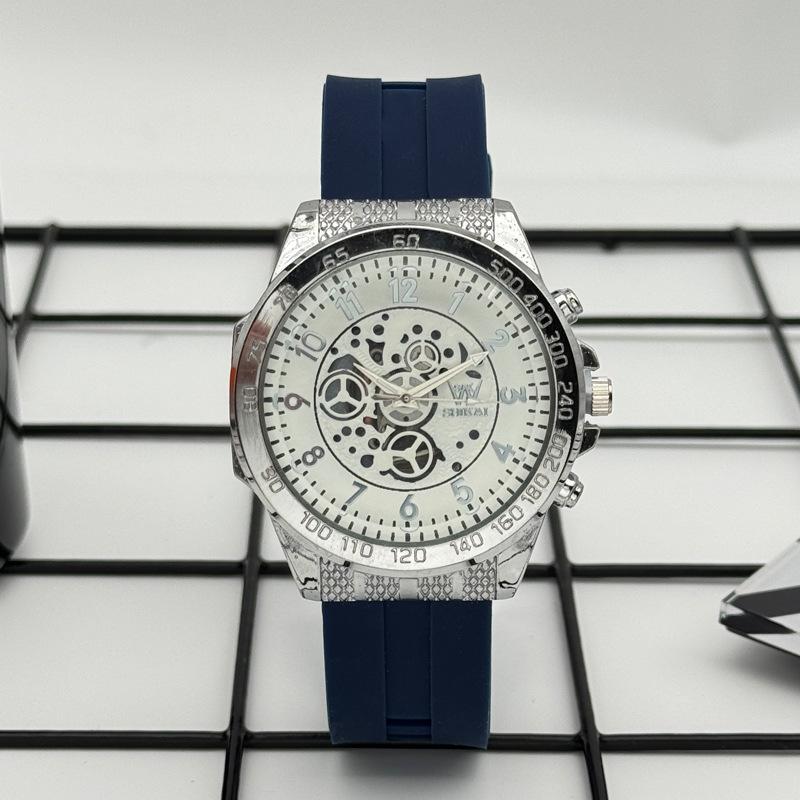 JYL Men s Watch Student Fake Three-eye Hollow Silicone Strap Blue светлый