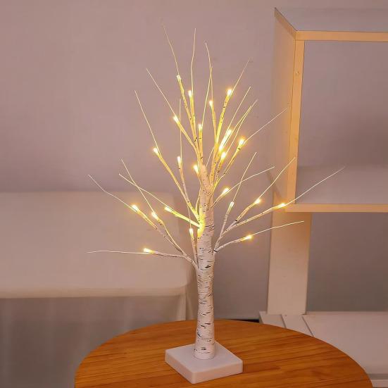 Romantic Heart-Shaped Birch Tree Lamp 23 Inch Valentines Day Decor with Red Pink Silver Hearts Adjustable Branches USB Powered Timer Romantic Lighting