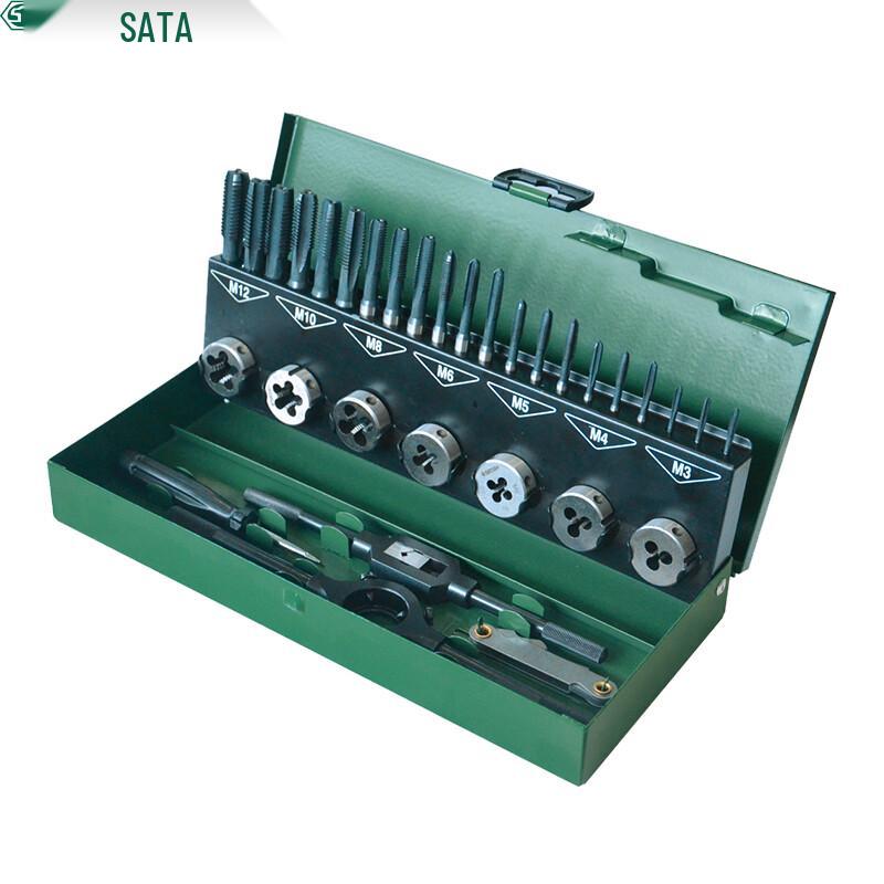 SATA 50452 32-Piece High-Speed Steel Coarse Thread Tap and Die Set High-Speed Steel