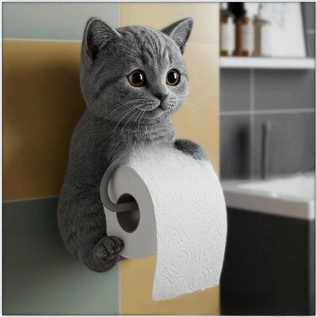 Cat Paper Holder Resin Cute Cat Design Wall Mount Tissue Dispenser For Bathroom Decor