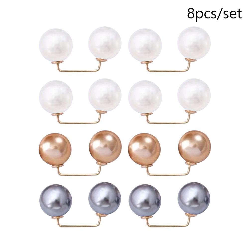 3/6/8PCS Adjustable Collar Clip Pearl Brooch Non-Slip Brooches New Safety Pins  Dress Decoration