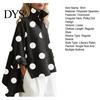 Textured Fabric Shirt Polka Dot Denim for Women Loose Fit Button-Down Top with Casual Outerwear Chest Pockets Oversize Spring Summer Fashionable
