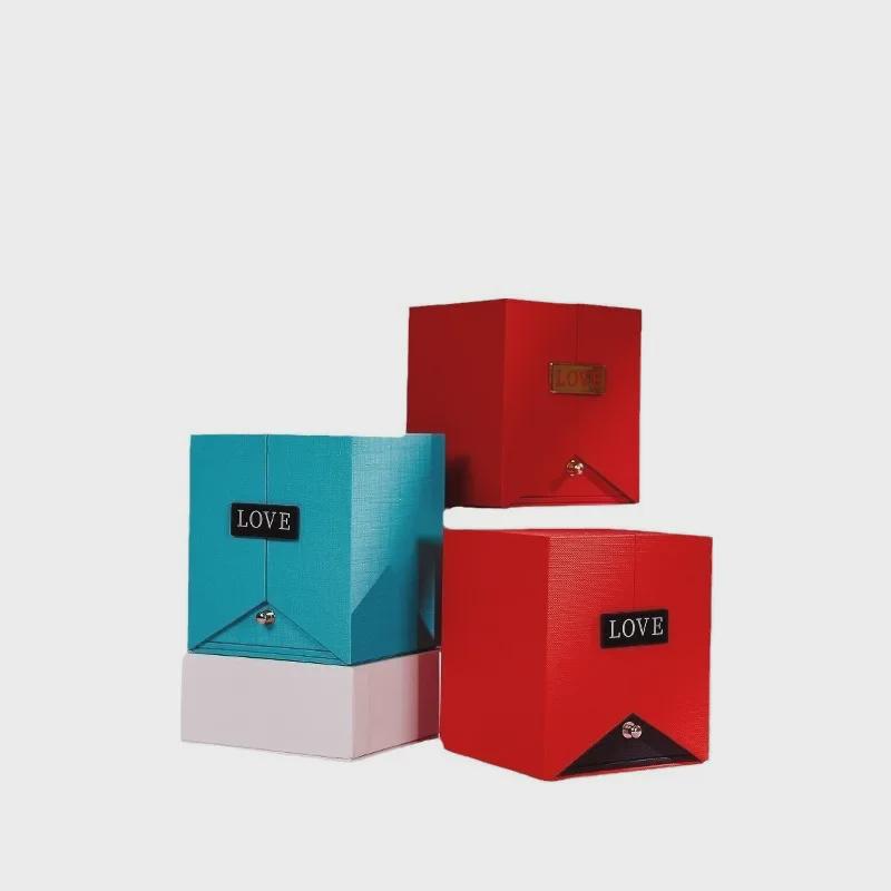 Valentine's Day Rose Gift Box Jewelry: Bow Acrylic Earrings, Ring, and Pendant Set