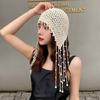 Elegant Pearls Beanie Hat Breathable Hat Y2K Crochet Beanie Hat Holiday Y2K Crochet Hat Encrusted Pearls