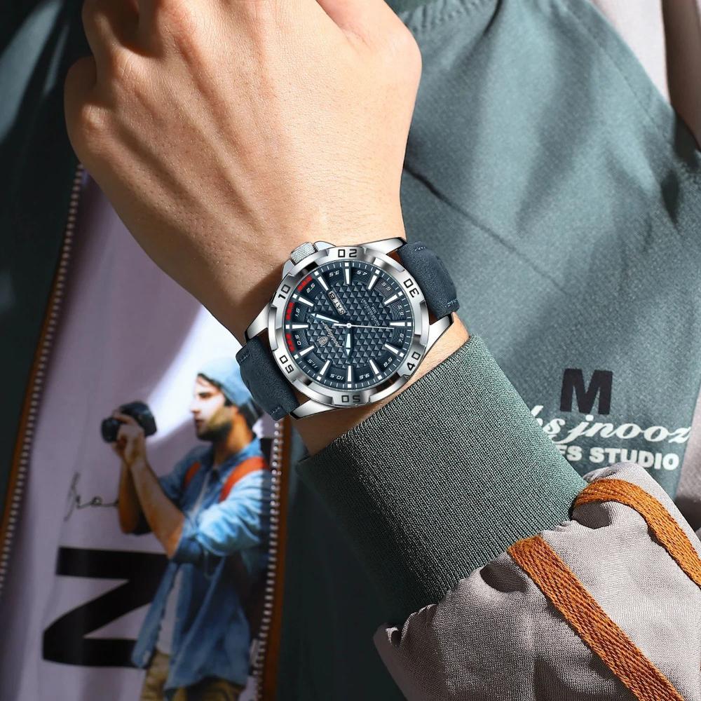 POEDAGAR Original Man Wristwatch Top Luxury Waterproof Luminous Date Week Watch for Men Quartz Sport Leather Watches Reloj