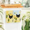 Artoid Mode Yellow Lemon Black Cat Summer Kitchen Towels Dish Towels, 18x26 Inch Leaves Farmhouse Summer Seasonal Decoration Hand Towels Set of 2