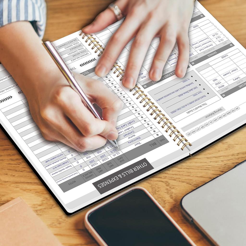 Undated Monthly Bill Payment - 48-Month Undated Financial Organizer with Income Tracker, Savings & Debt Management, Yearly Goals, Expense Tracking