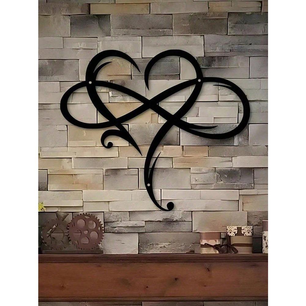 1pc Metal Infinity Heart Wall Art Sculpture Eternal Love Symbol Hollow Geometric Plaque Home Room Decor